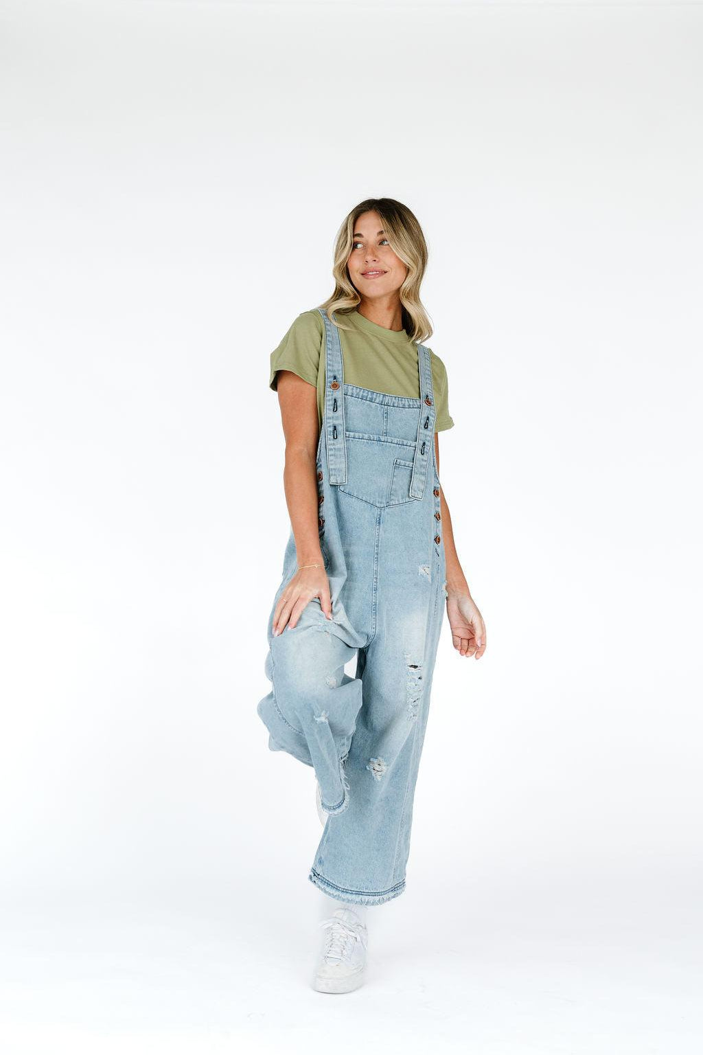 Frankie Denim Overalls - Light Wash | Milk & Baby