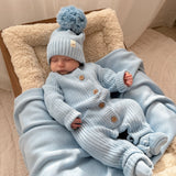 Classic Chunky Knit Jumpsuit | Powder Blue