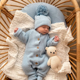Classic Chunky Knit Jumpsuit | Powder Blue
