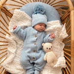 Classic Chunky Knit Jumpsuit Powder Blue