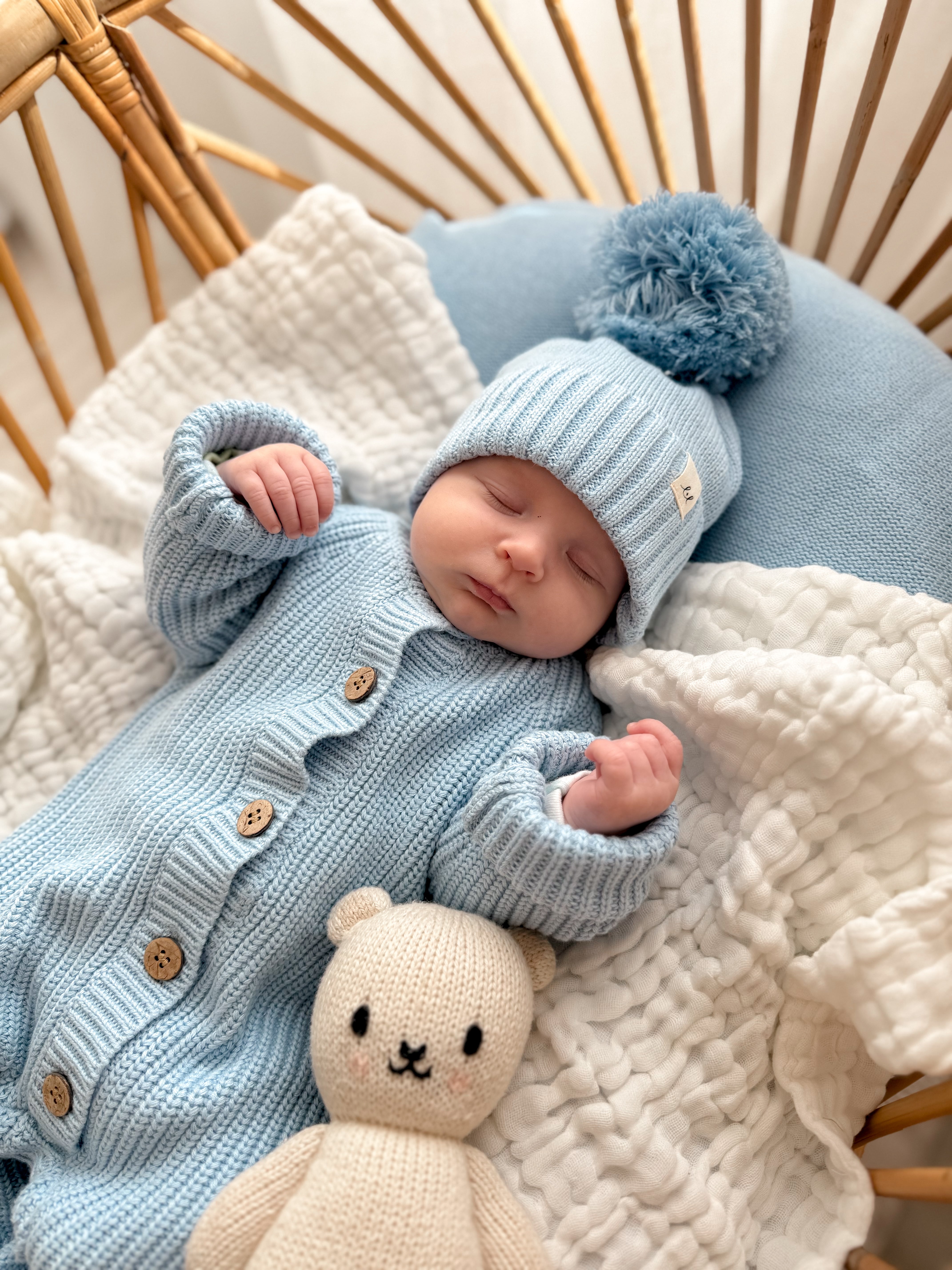 Classic Chunky Knit Jumpsuit Powder Blue lifestyle