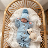 Classic Chunky Knit Jumpsuit | Powder Blue