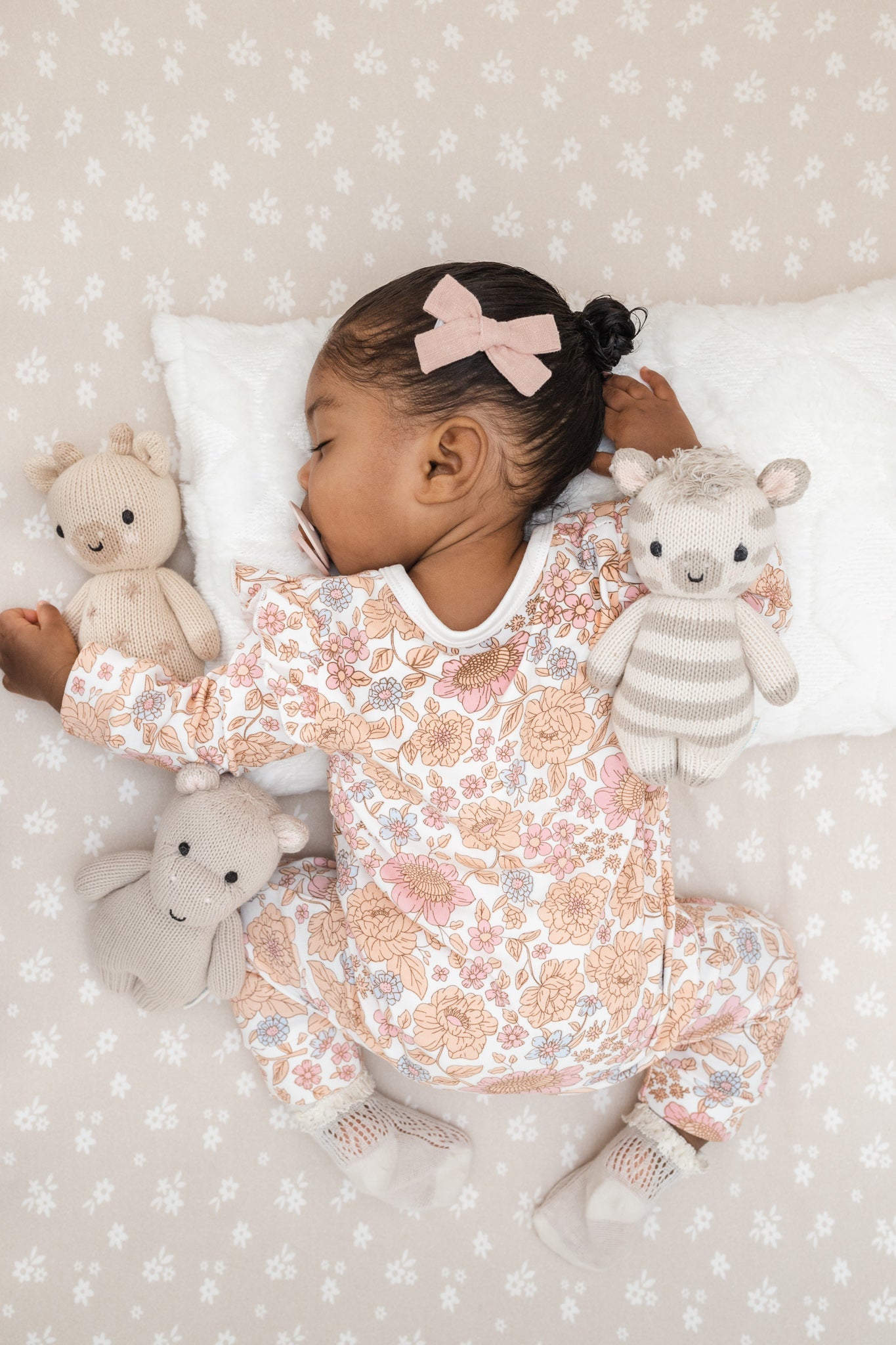 Luna + Luca Floral Jumpsuit + Bow | Milk & Baby