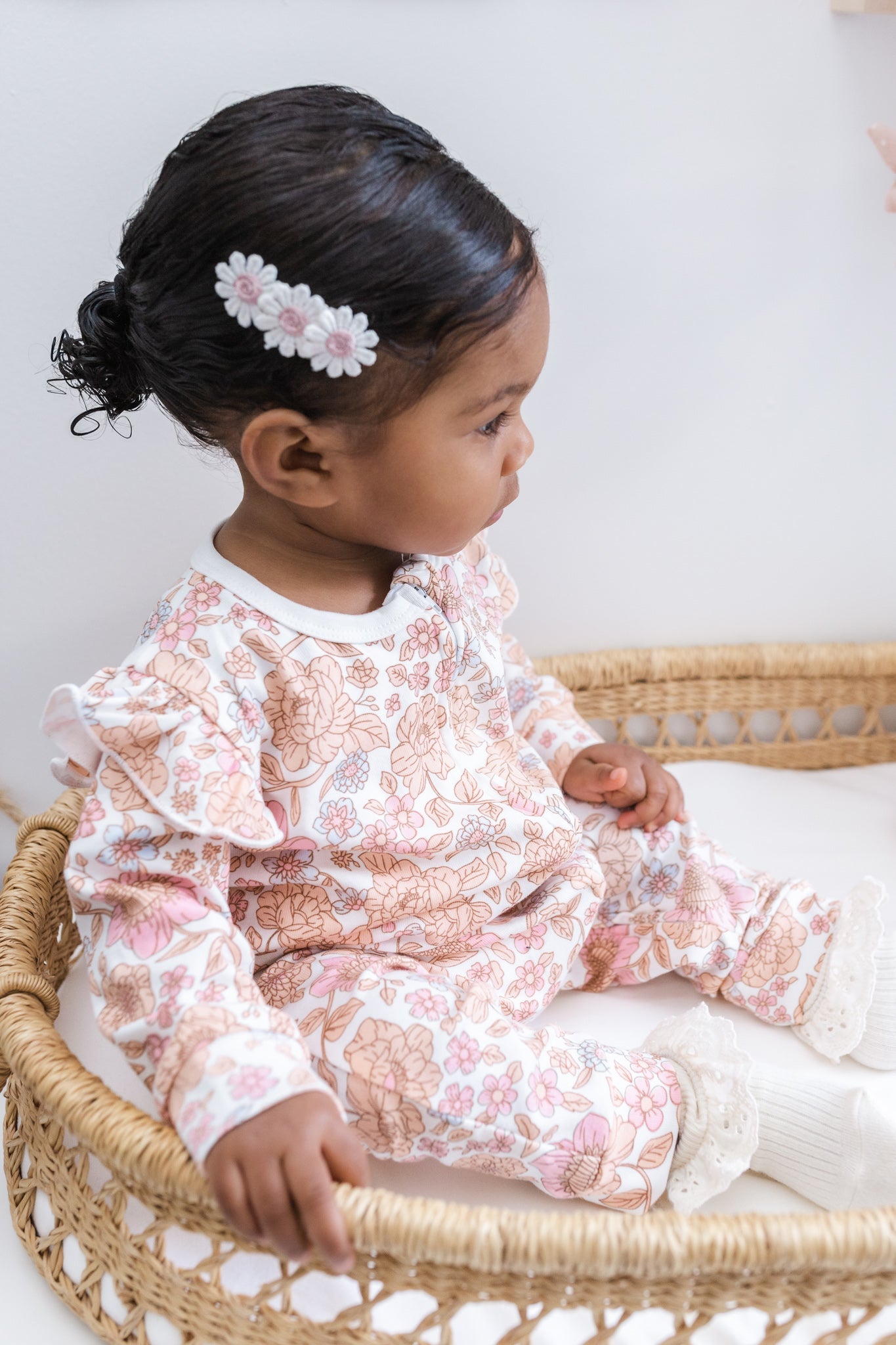Luna + Luca Floral Jumpsuit + Bow | Milk & Baby