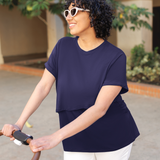 Everyday Asymmetrical Nursing T-shirt | Navy