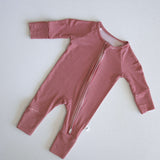 Peppermint Stripe Ribbed | Bamboo Zip Pajamas