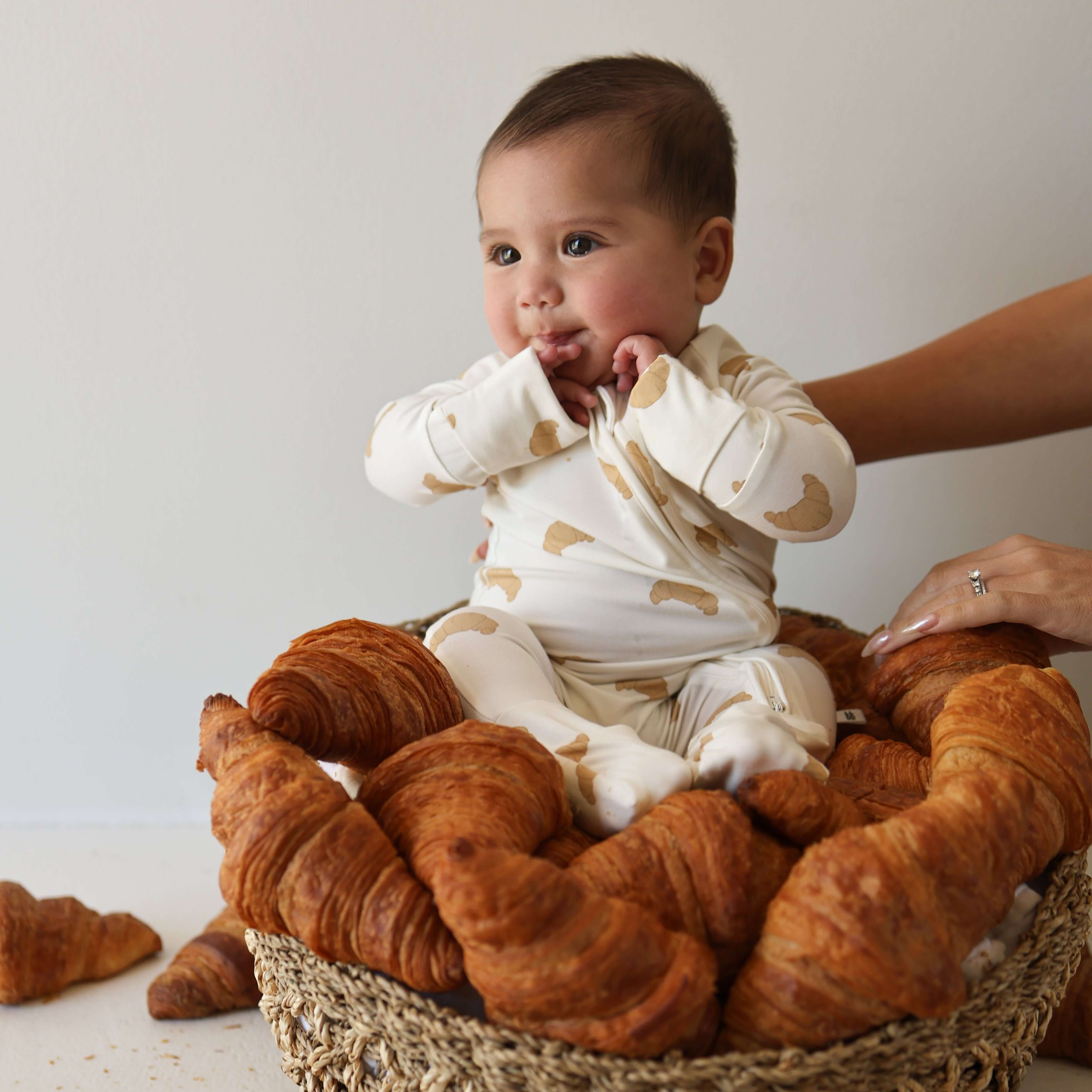 Croissants | Bamboo Zip Pajamas | Milk & Baby