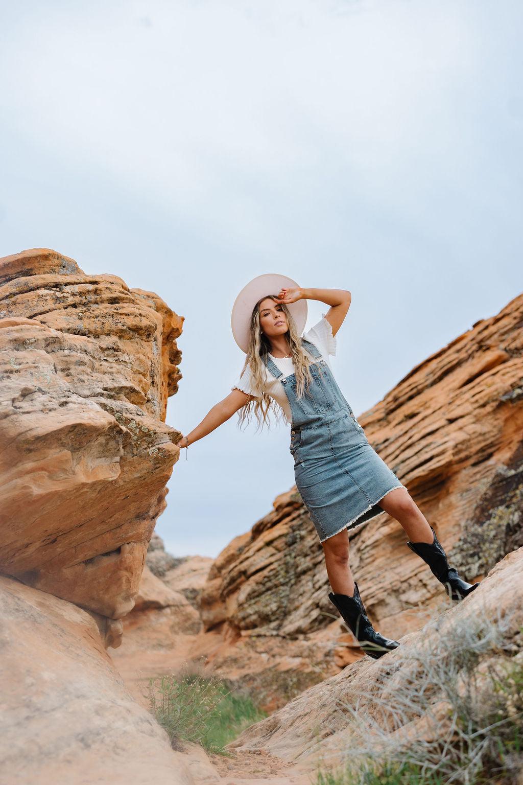 Jovi Denim Overall Dress | Milk & Baby