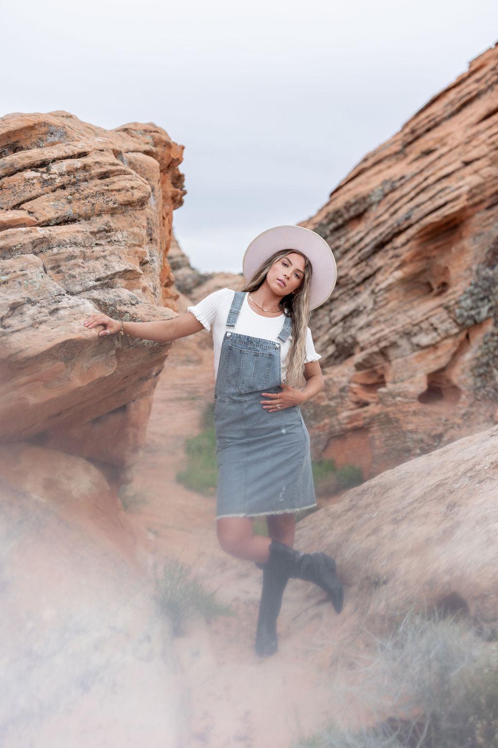 Jovi Denim Overall Dress | Milk & Baby