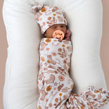 Flowers and Boots Swaddle Beanie Set | Milk & Baby