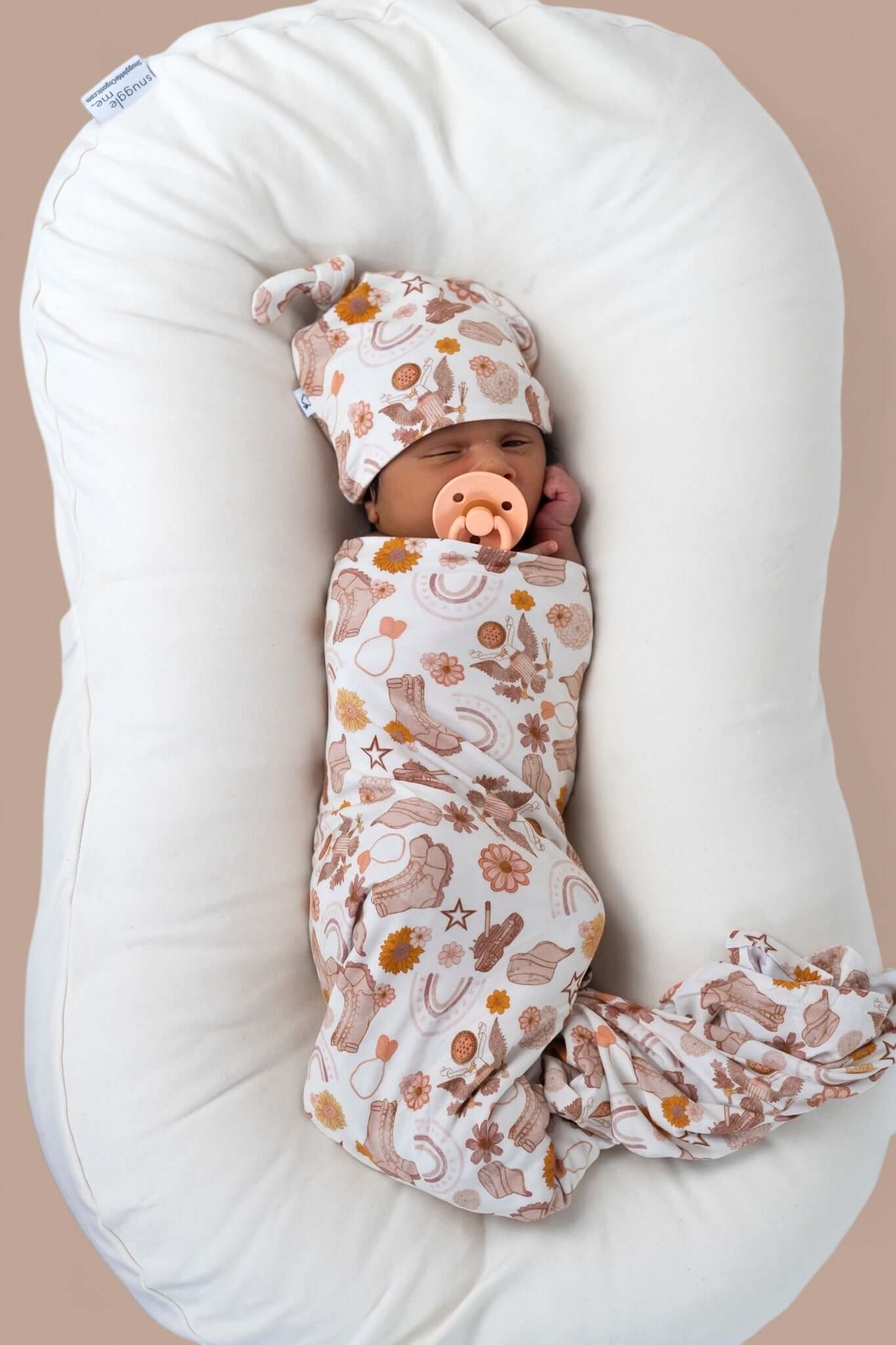 Flowers and Boots Swaddle Beanie Set | Milk & Baby