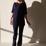 Blueberry Ribbed | Short Sleeve Bamboo Women's Lounge Set |