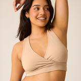 French Terry Racerback Nursing & Sleep Bra | Beige
