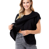 Handy Crossover Short Sleeve Cotton Maternity/Nursing Top