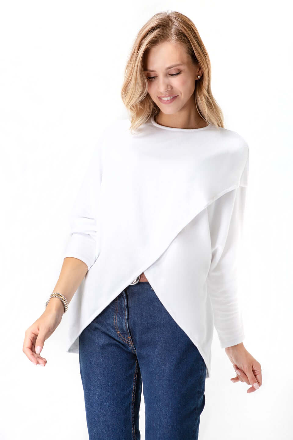 Let Loose Crossover Long Sleeve Maternity/Nursing Knit Top | Milk & Baby