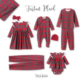 Red Holiday Tartan Plaid | Christmas Bamboo Baby Zipper Romper