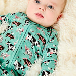Soft & Stretchy Zipper Footie - Farm Friends | Milk & Baby