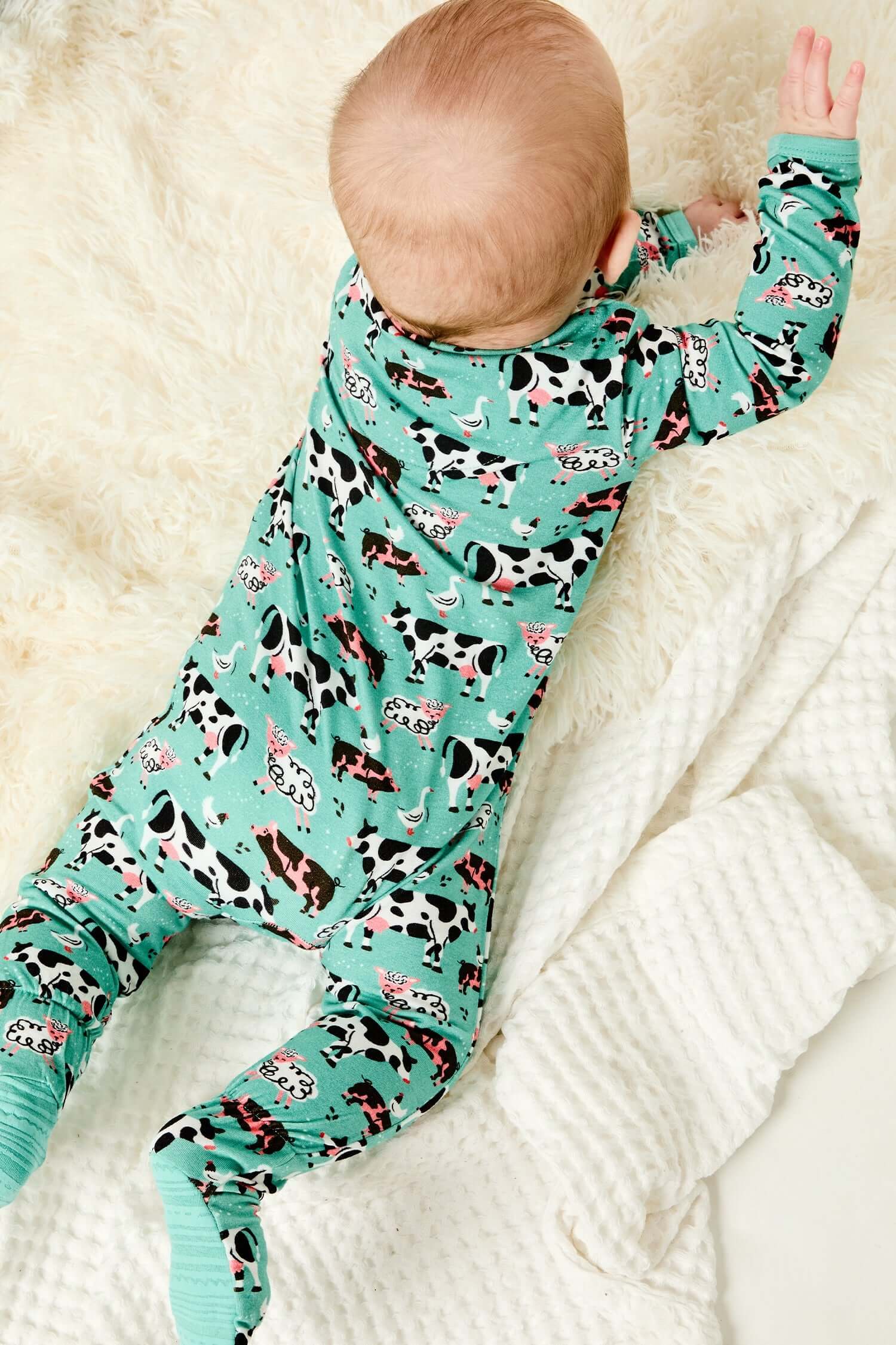 Soft & Stretchy Zipper Footie - Farm Friends | Milk & Baby