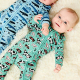 Soft & Stretchy Zipper Footie - Farm Friends | Milk & Baby