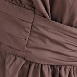 Cotton Poplin Tie Front Midi Dress | Chocolate Brown