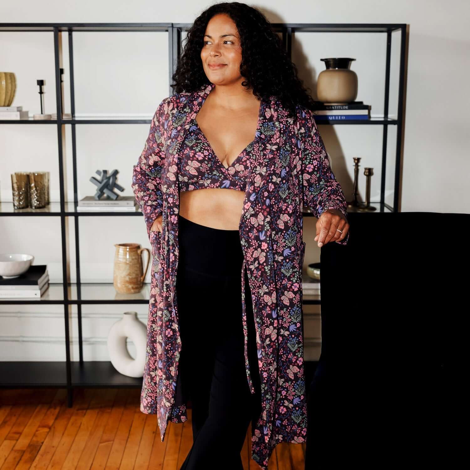 Organic Cotton Women’s Lounge Robe in Flower Child | Milk & Baby