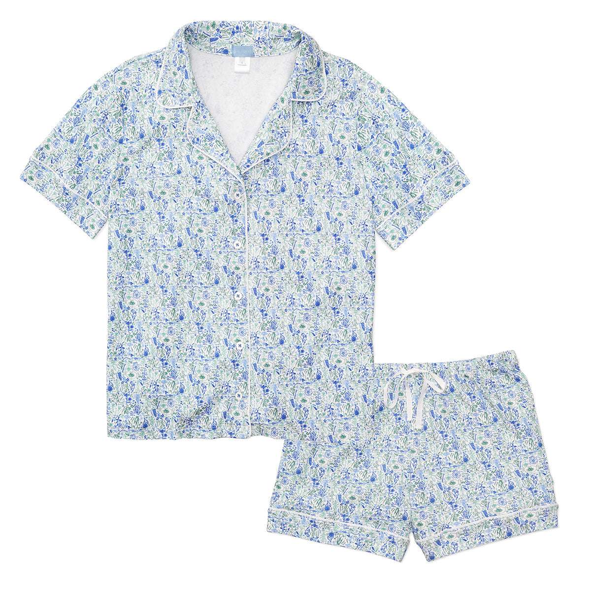 Birth Flowers Women’s Button Polo Short Pajama Set | Milk & Baby