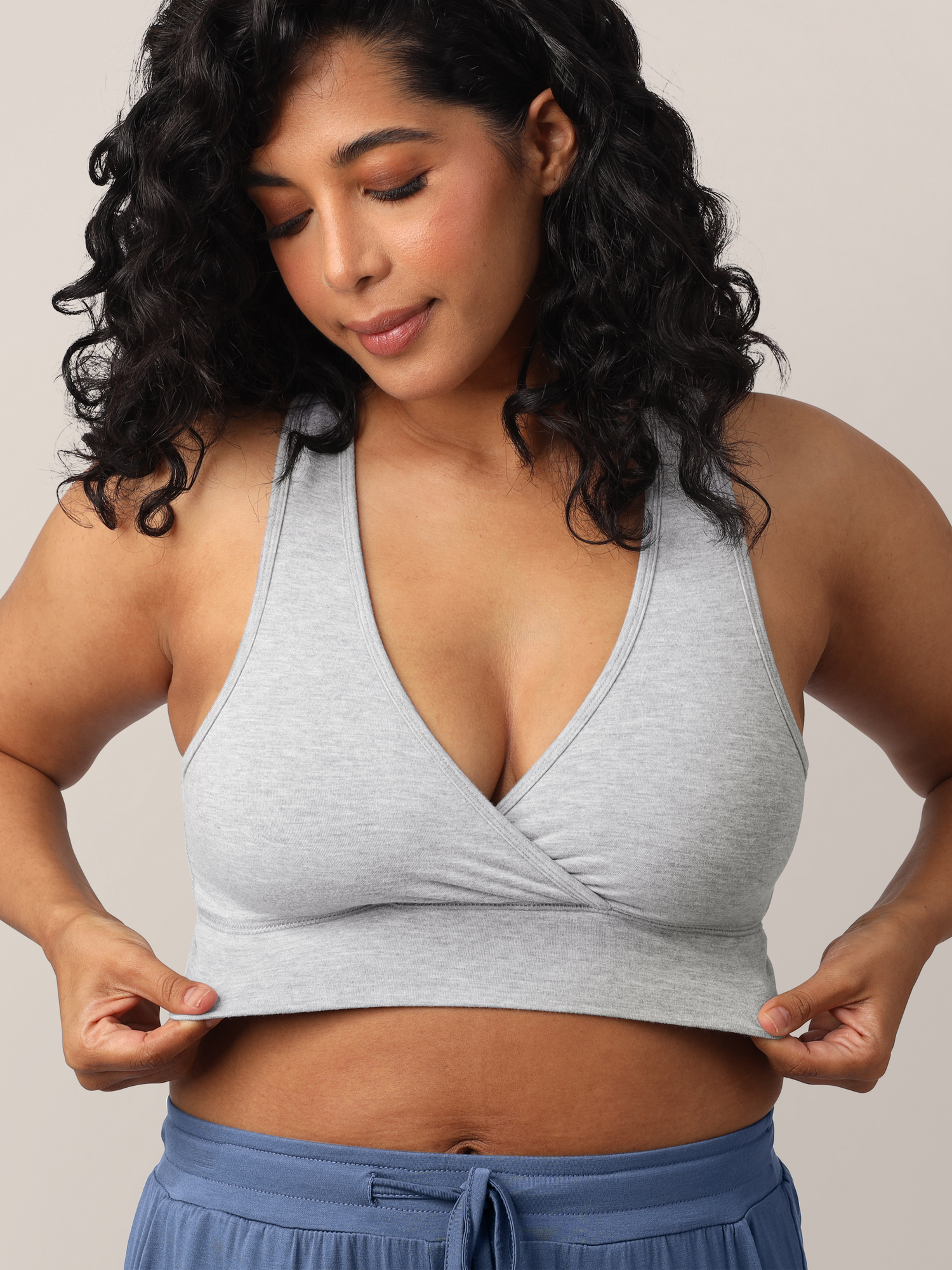 French Terry Racerback Nursing & Sleep Bra | Grey Heather | Milk & Baby
