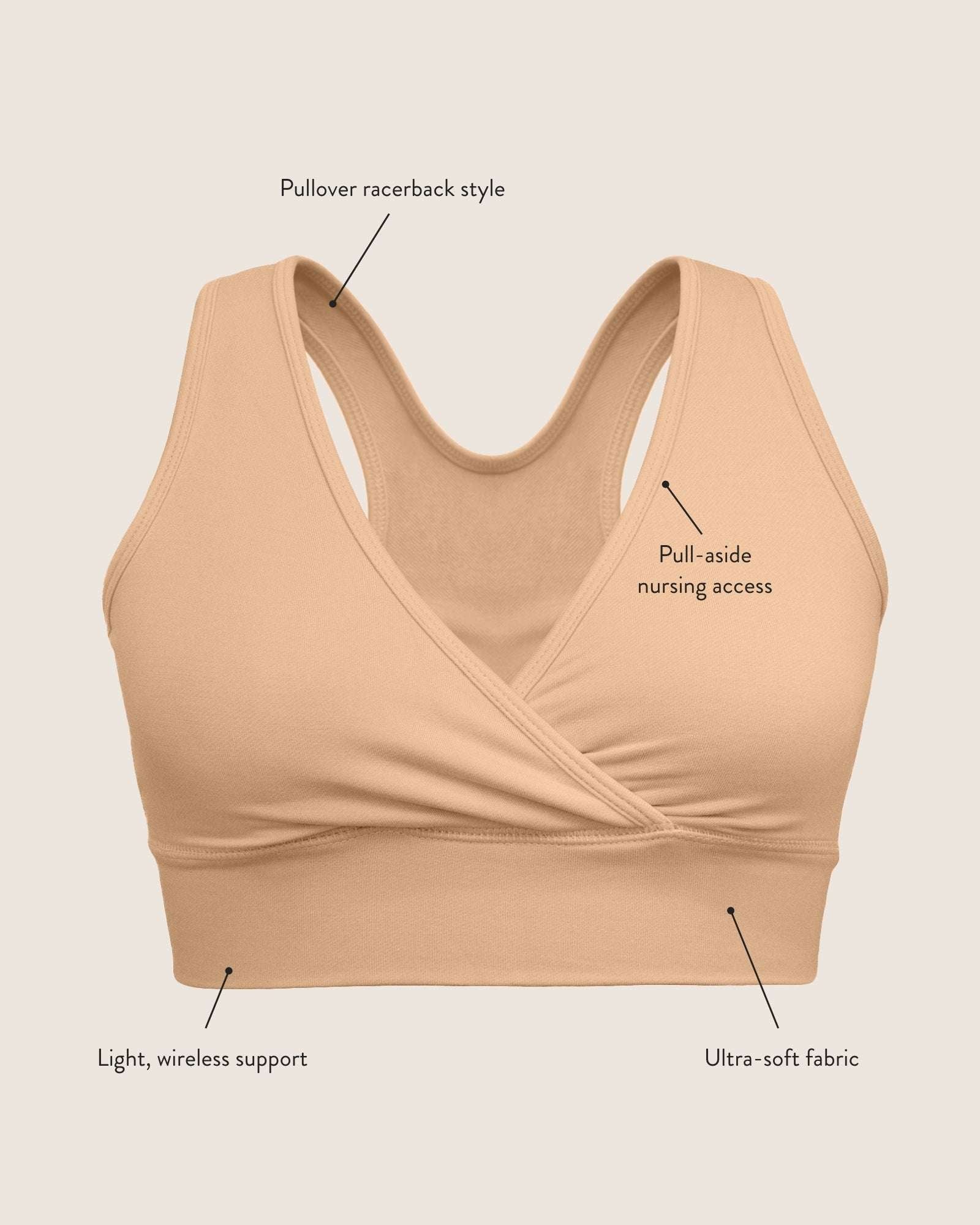 French Terry Racerback Nursing & Sleep Bra | Grey Heather | Milk & Baby