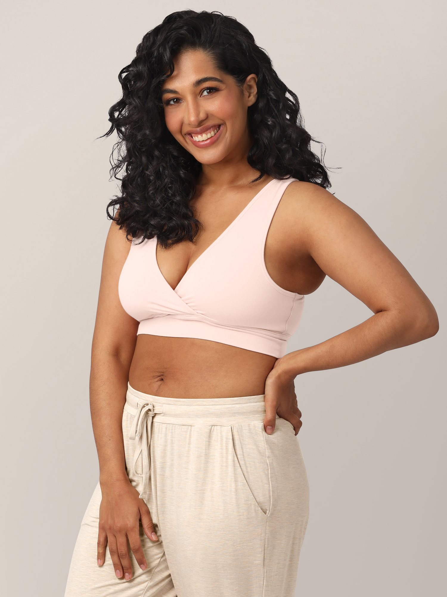 French Terry Racerback Nursing & Sleep Bra | Soft Pink | Milk & Baby