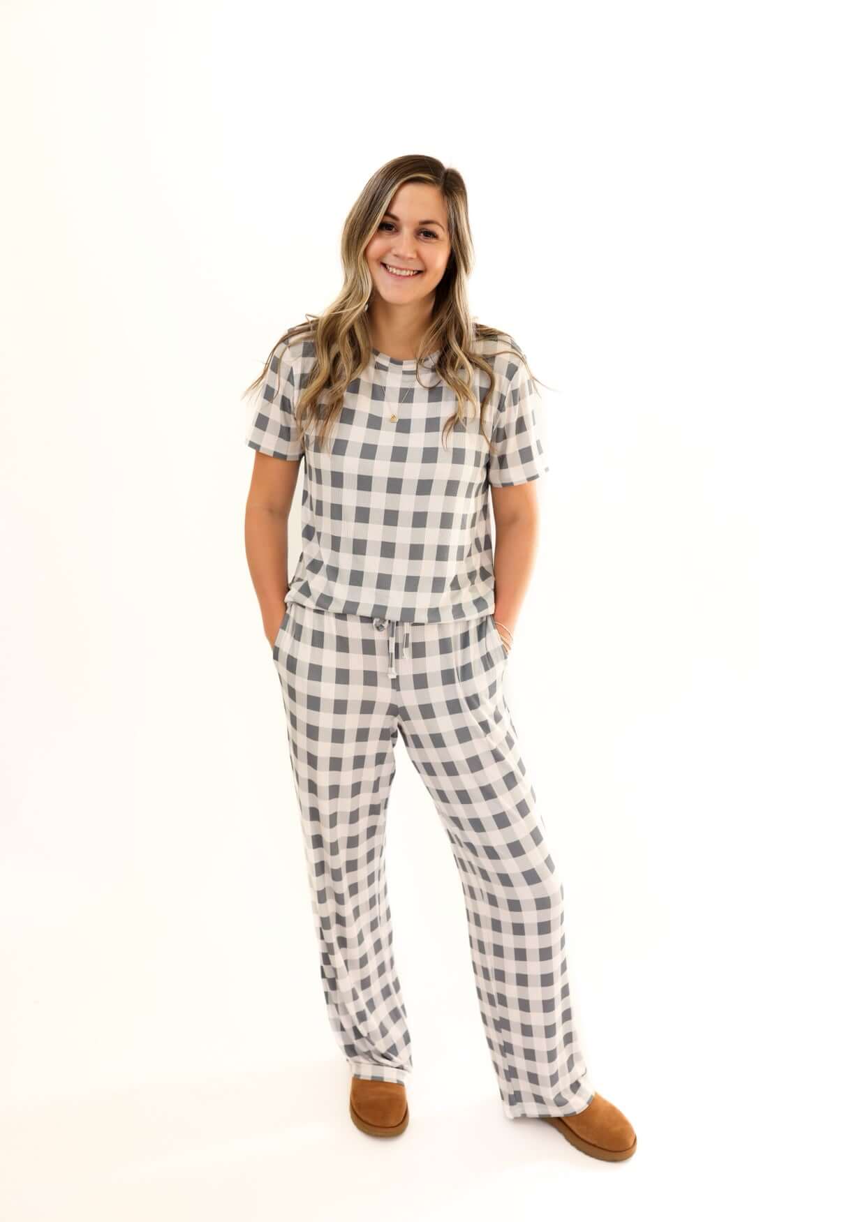 Slate Gingham | Mommy Pajamas | Milk & Baby