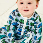 Garbage Trucks | Soft & Stretchy Zipper Footie | Milk & Baby