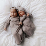 Harbor Mist Knotted Newborn Baby Gown | Milk & Baby