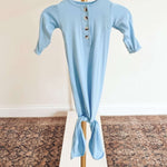 Emerson Knotted Gown & Hat Set | Baby Blue | Milk & Baby