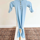 Emerson Knotted Gown & Hat Set | Baby Blue | Milk & Baby