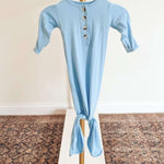 Emerson Knotted Baby Gown Set | Baby Blue Milk & Baby