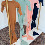 Marley Knotted Baby Gown and Hat Set | Milk & Baby