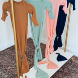 Marley Knotted Baby Gown and Hat Set | Milk & Baby