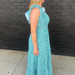 Smocked Floral Print Nursing Midi Dress - side
