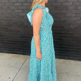 Smocked Floral Print Nursing Midi Dress - side