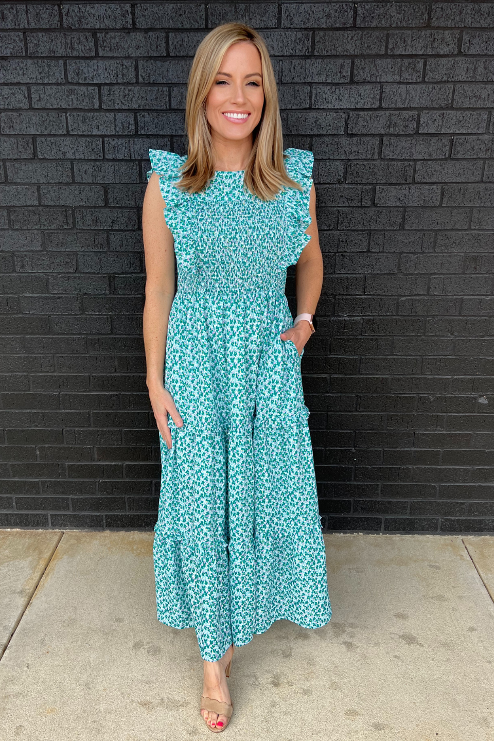 Smocked Floral Print Nursing Midi Dress | XS (2/4) | Breastfeeding Clothing