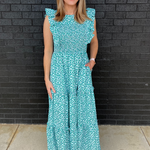 Smocked Floral Print Nursing Midi Dress - front