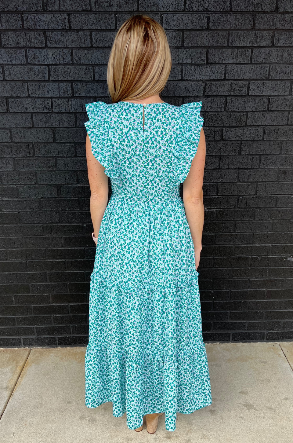 Smocked Floral Print Nursing Midi Dress - back