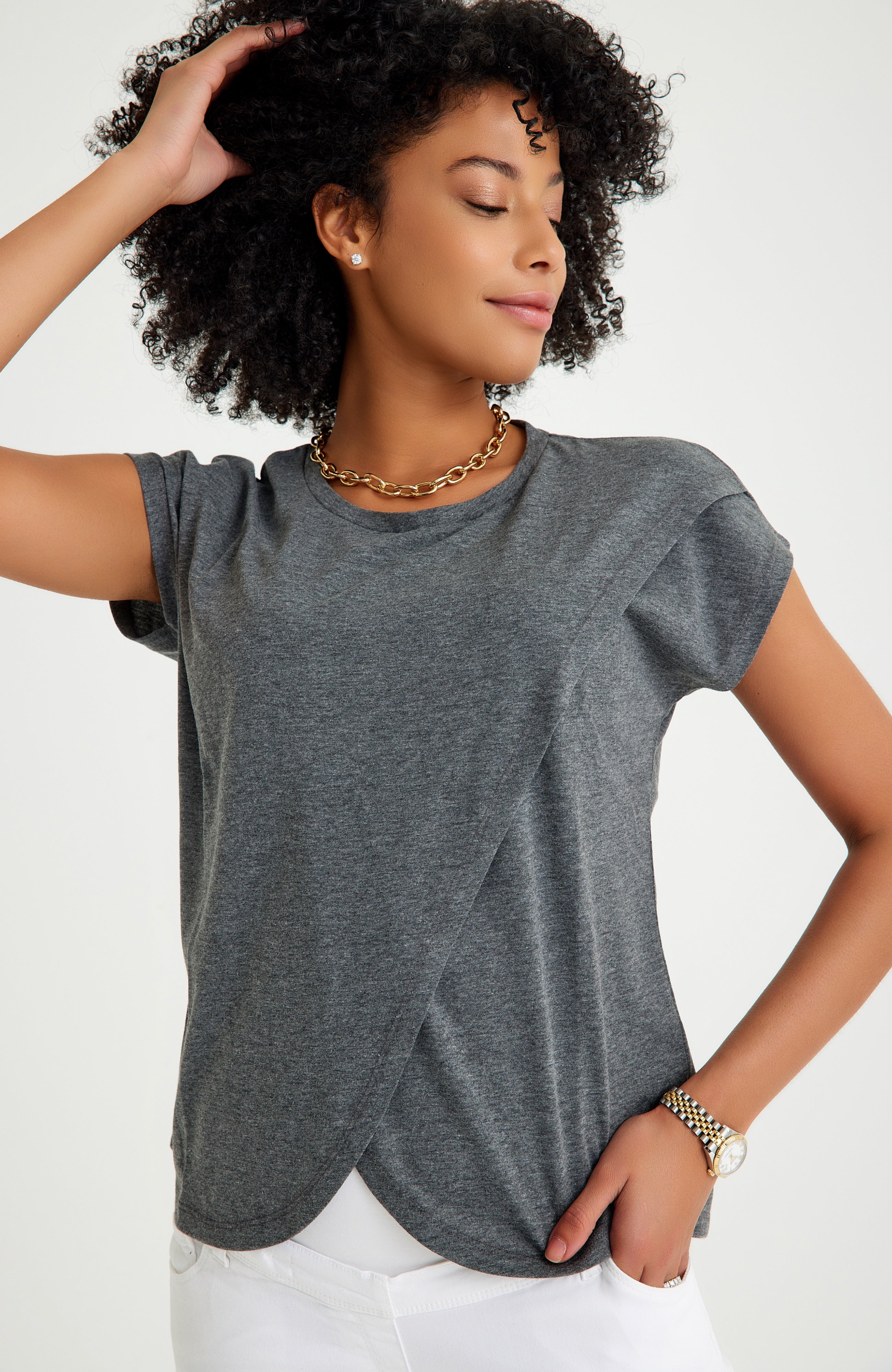Handy Crossover Short Sleeve Cotton Maternity/Nursing Top | Milk & Baby