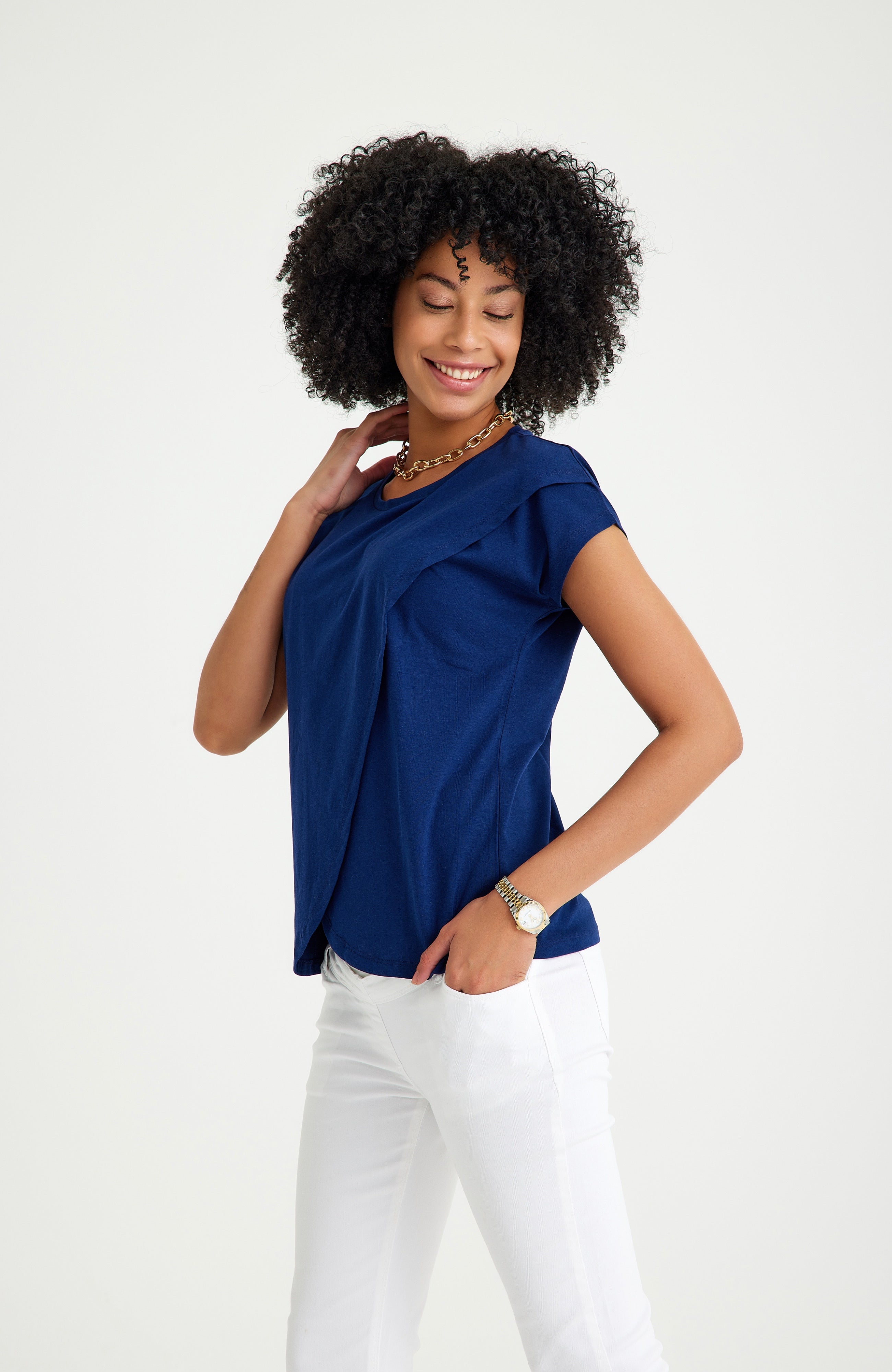 Handy Crossover Short Sleeve Cotton Maternity/Nursing Top | Milk & Baby