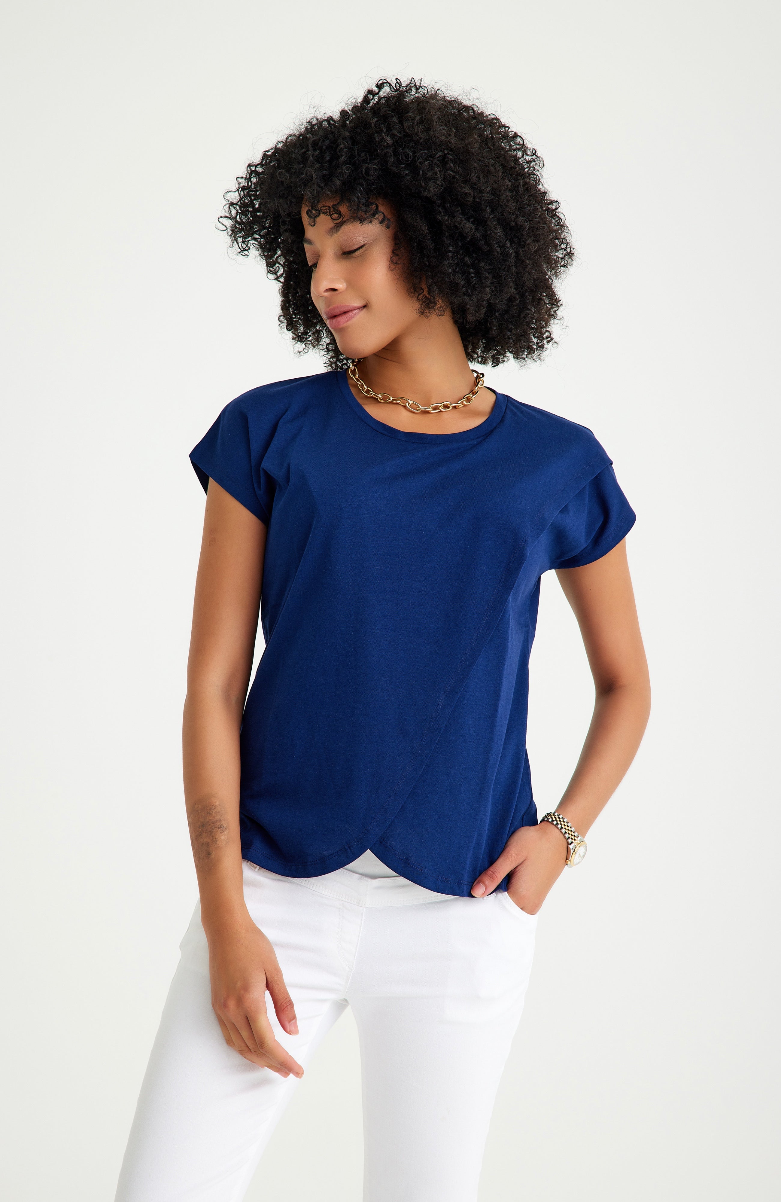Handy Crossover Short Sleeve Cotton Maternity/Nursing Top | Milk & Baby