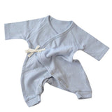 Soft Blue Pointelle Baby Kimono Onesie