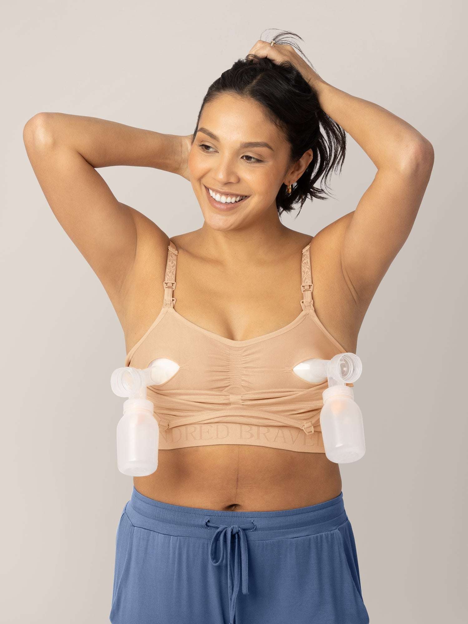 Sublime® Hands-Free Pumping & Nursing Bra | Beige | Milk & Baby