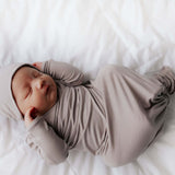 Harbor Mist Knotted Newborn Baby Gown | Milk & Baby