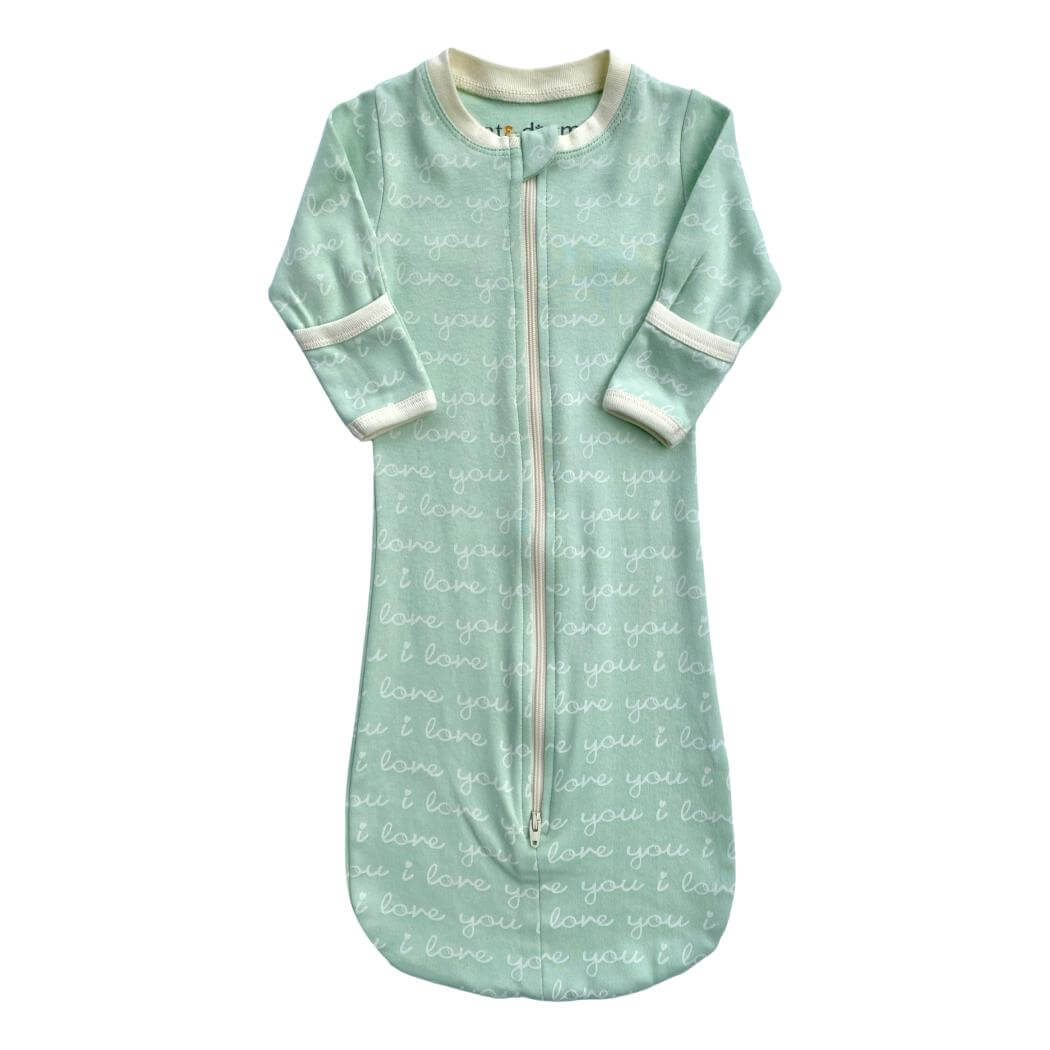 I Love You (Desert Green) | GOTS Certified Organic Cotton Sleepsack | Milk & Baby
