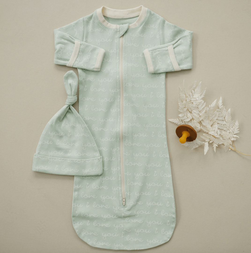 I Love You (Desert Green) | GOTS Certified Organic Cotton Sleepsack | Milk & Baby